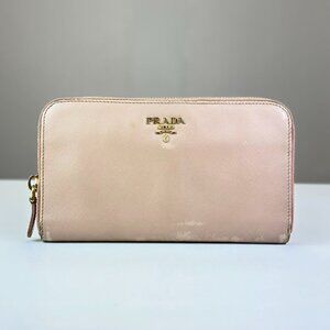 Prada Cream Saffiano Leather Wallet